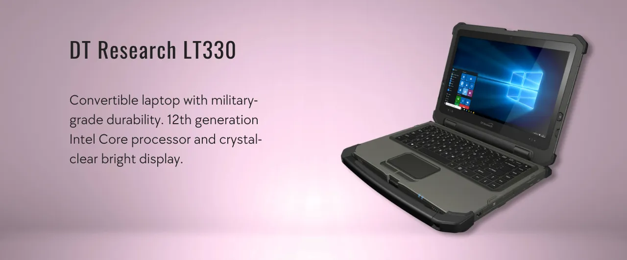 Convertible laptop with military-grade durability. 12th generation Intel Core processor and crystal-clear bright display.