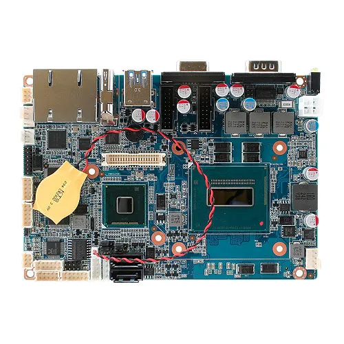 Ett ECM-QM87R industriellt moderkort med synliga portar